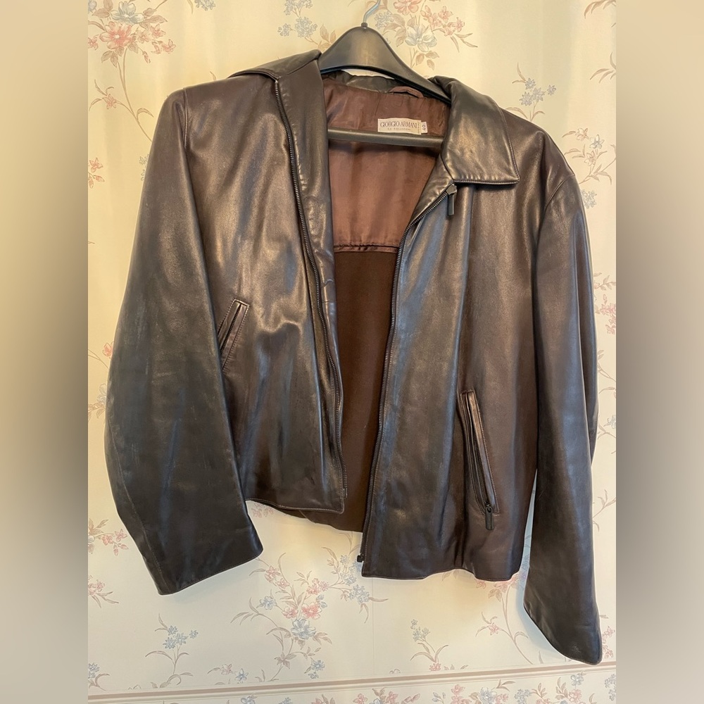 Authentic Giorgio Armani leather jacket.